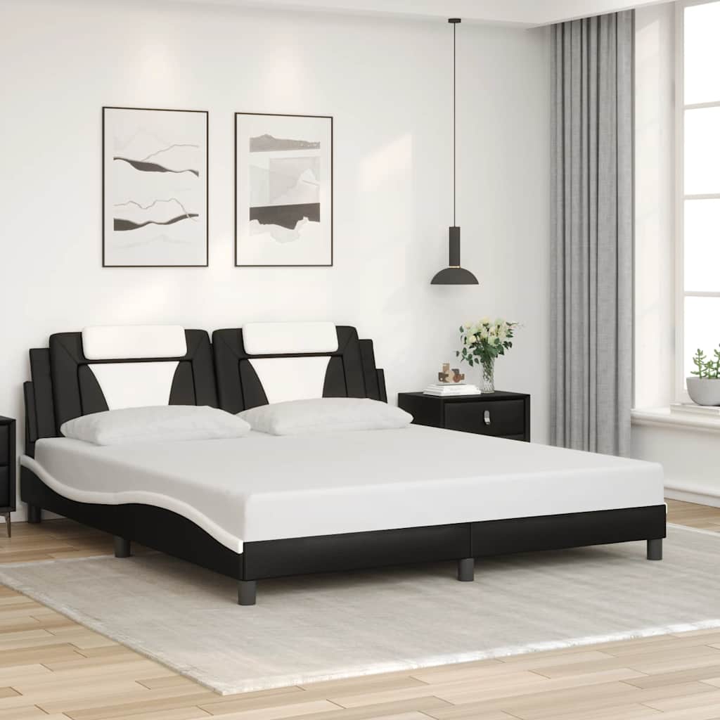 Okvir za krevet Viana bez madraca crno-bijeli 180x200cm umjetna koža