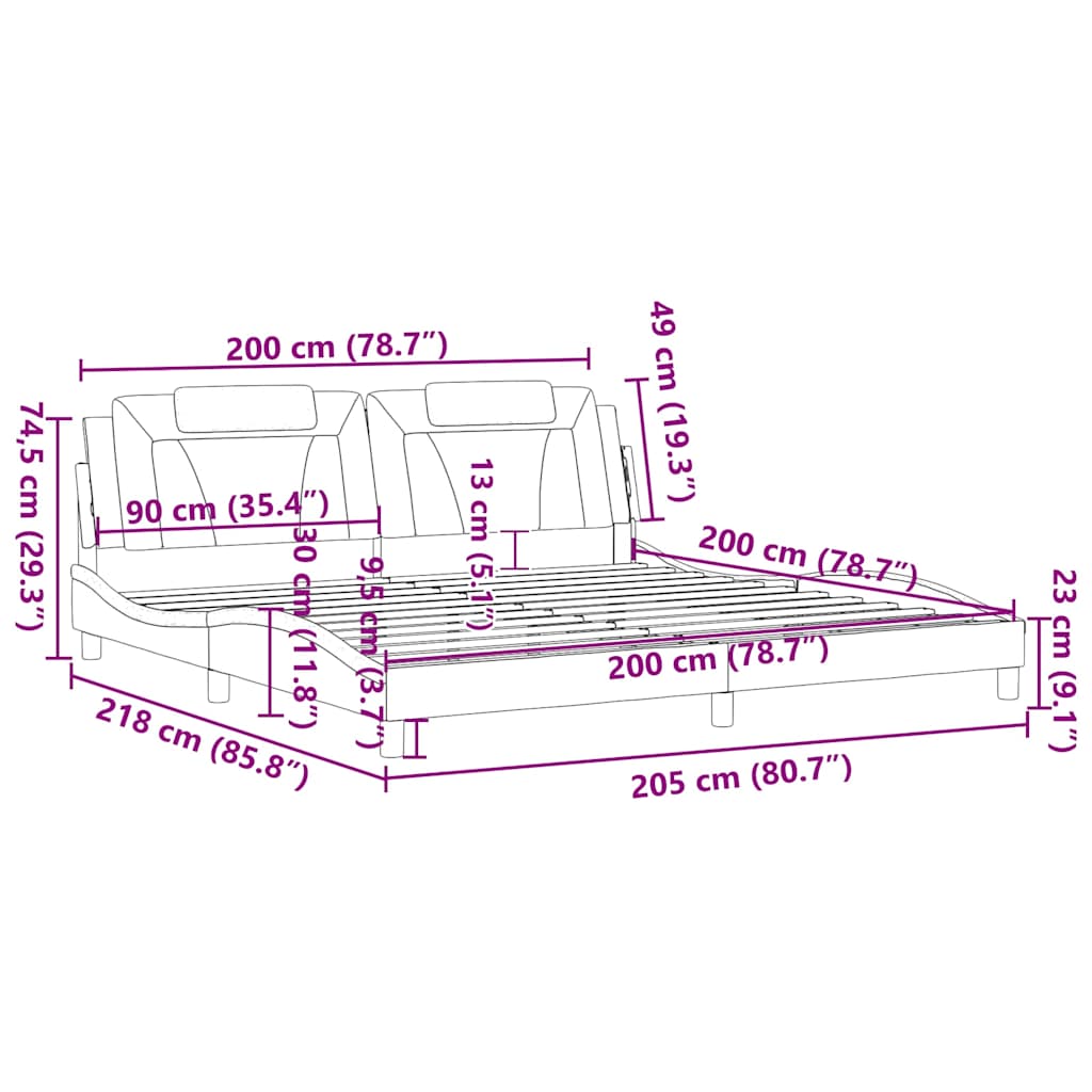 Okvir za krevet Viana bez madraca crni 200x200 cm od umjetne kože