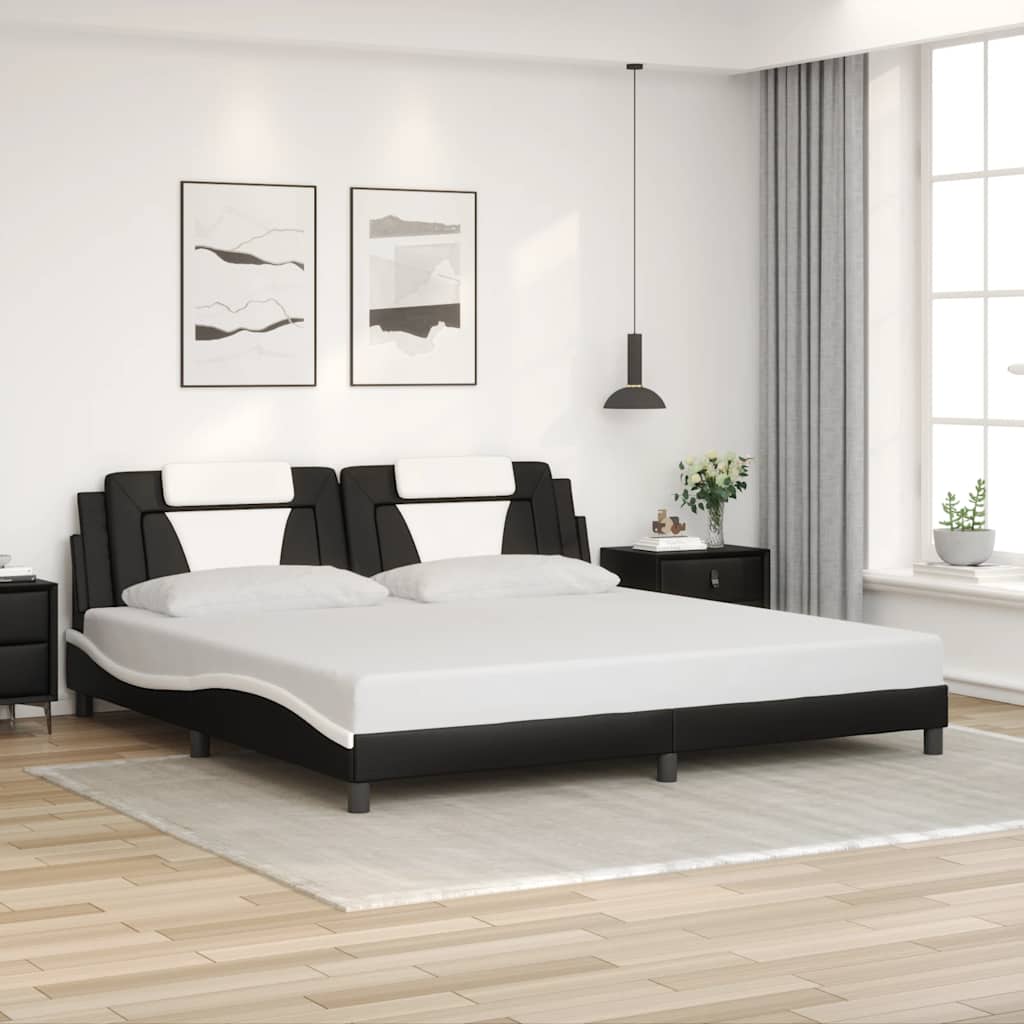 Okvir za krevet Viana bez madraca crno-bijeli 200x200cm umjetna koža