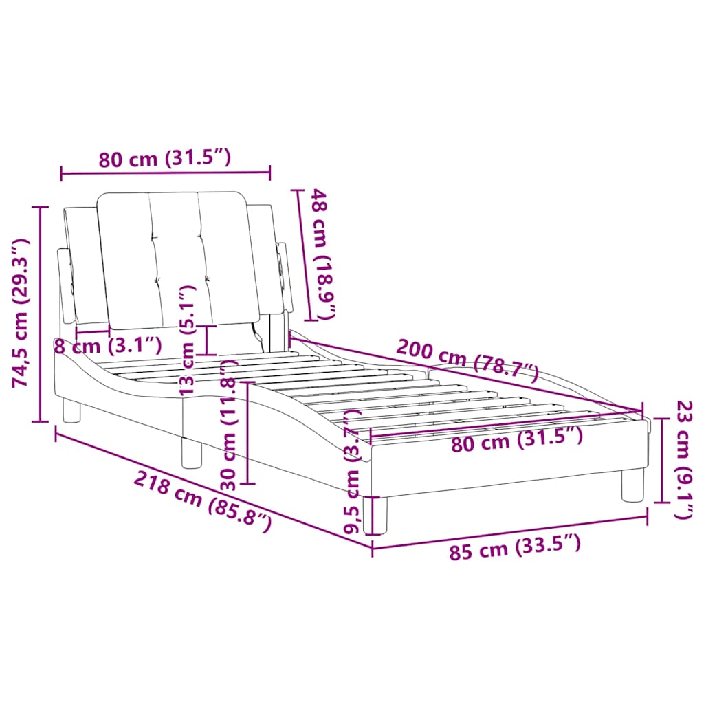 Okvir za krevet bez madraca Zadar crni 80 x 200 cm od umjetne kože