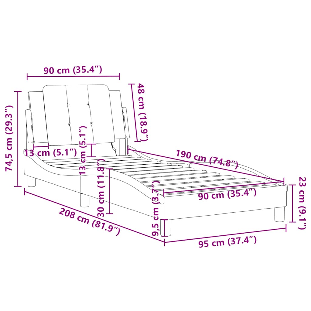 Okvir za krevet bez madraca Zadar sivi 90x190 cm od umjetne kože