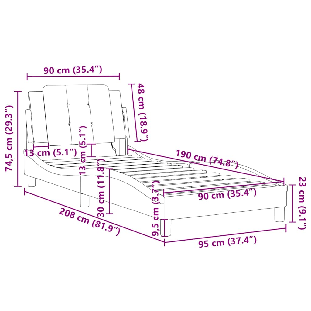 Okvir za krevet bez madraca Zadar cappuccino 90x190 cm umjetna koža