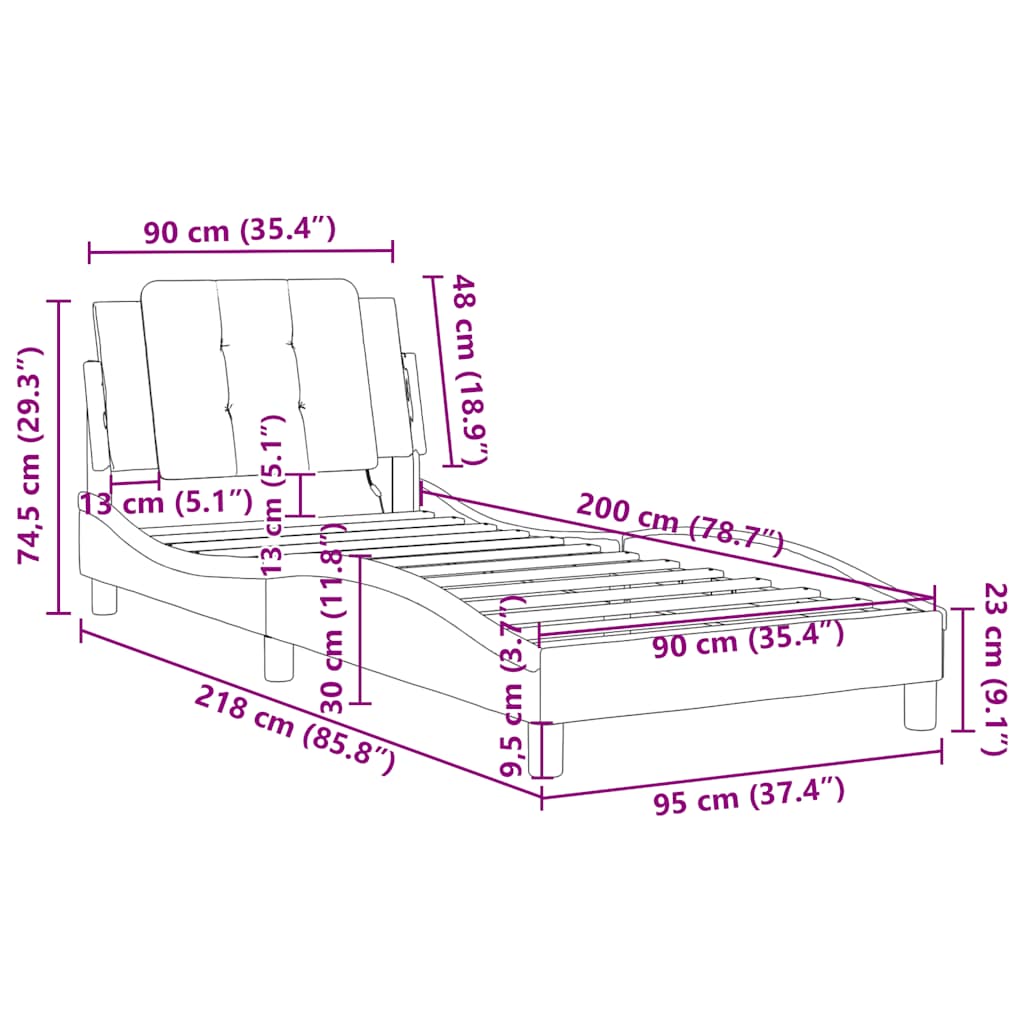 Okvir za krevet bez madraca Zadar sivi 90x200 cm od umjetne kože