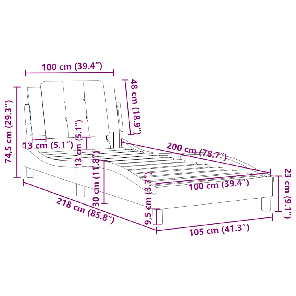 Okvir za krevet bez madraca Zadar bijelo-crni 100x200cm umjetna koža