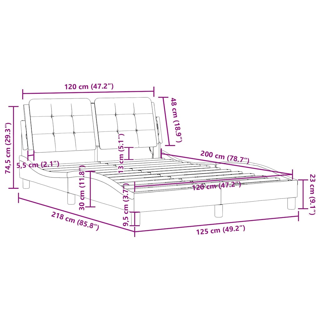 Okvir za krevet bez madraca Zadar crni 120 x 200 cm od umjetne kože