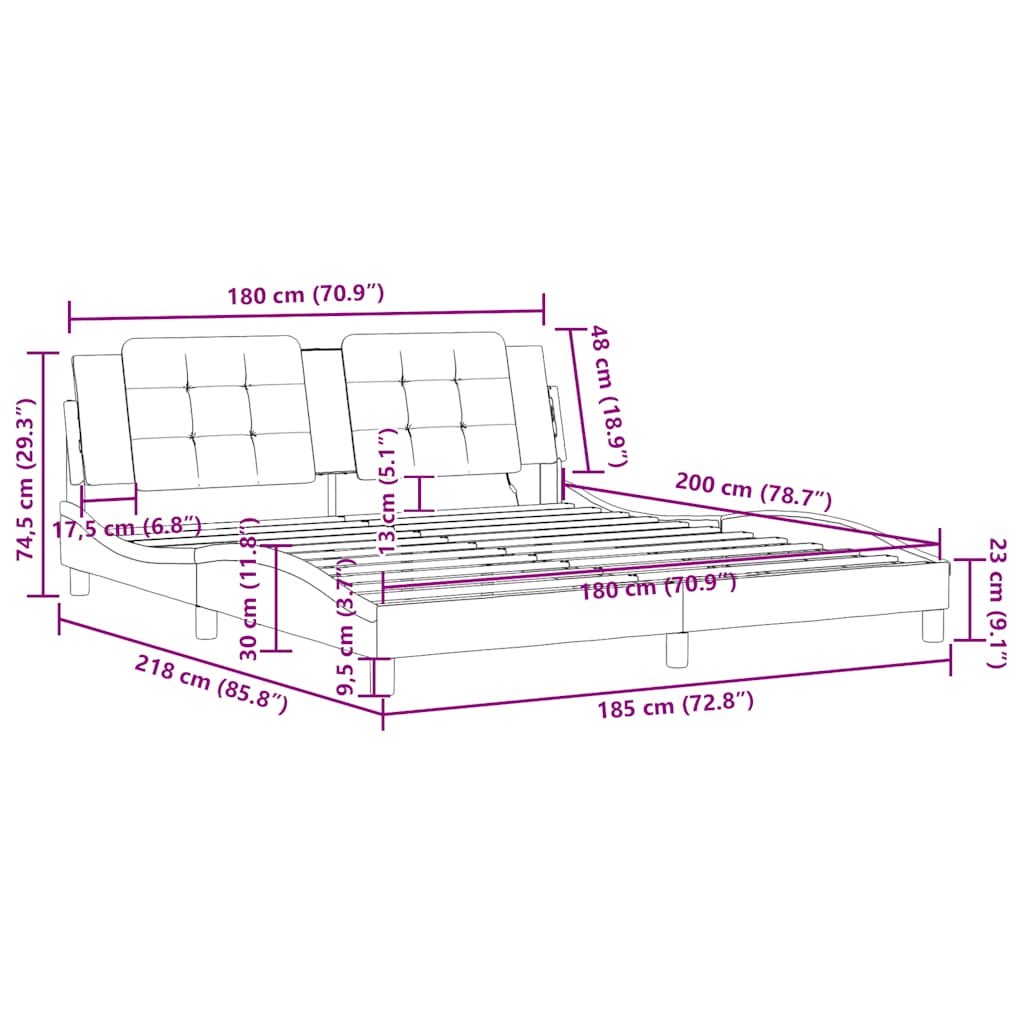 Okvir za krevet bez madraca Zadar sivi 180x200 cm od umjetne kože