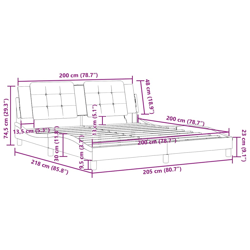 Okvir za krevet bez madraca Zadar bijelo-crni 200x200cm umjetna koža