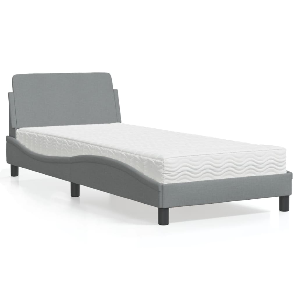 Krevet s madracem Dover svjetlosivi 80x200cm tkanina