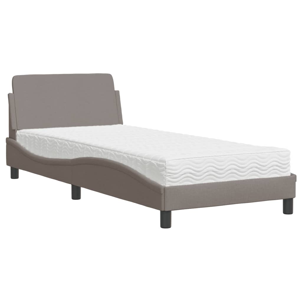 Krevet s madracem Dover smeđesivi 80x200 cm od tkanine