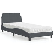 Krevet s madracem Dover tamnosivi 80 x 200 cm baršunasti
