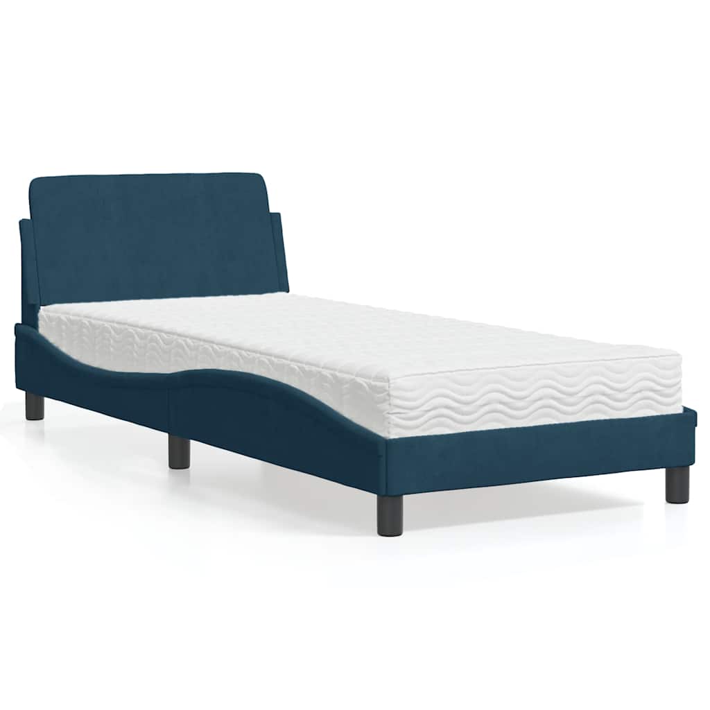 Krevet s madracem Dover plavi 80 x 200 cm baršunasti