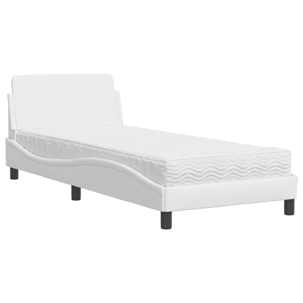 Krevet s madracem Dover bijeli 80 x 200 cm od umjetne kože