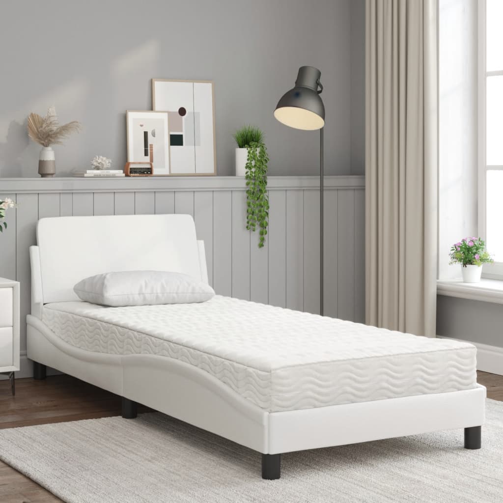 Krevet s madracem Dover bijeli 80 x 200 cm od umjetne kože