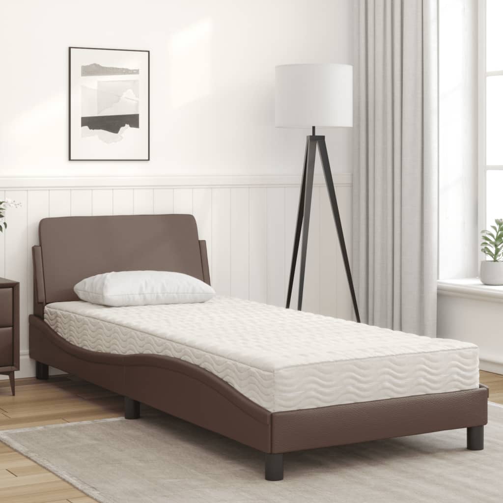 Krevet s madracem Dover smeđi 80 x 200 cm od umjetne kože