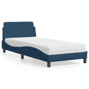 Krevet s madracem Dover plavi 90 x 190 cm od tkanine
