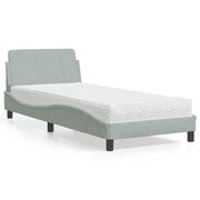 Krevet s madracem Dover svjetlosivi 90x190 cm baršunasti