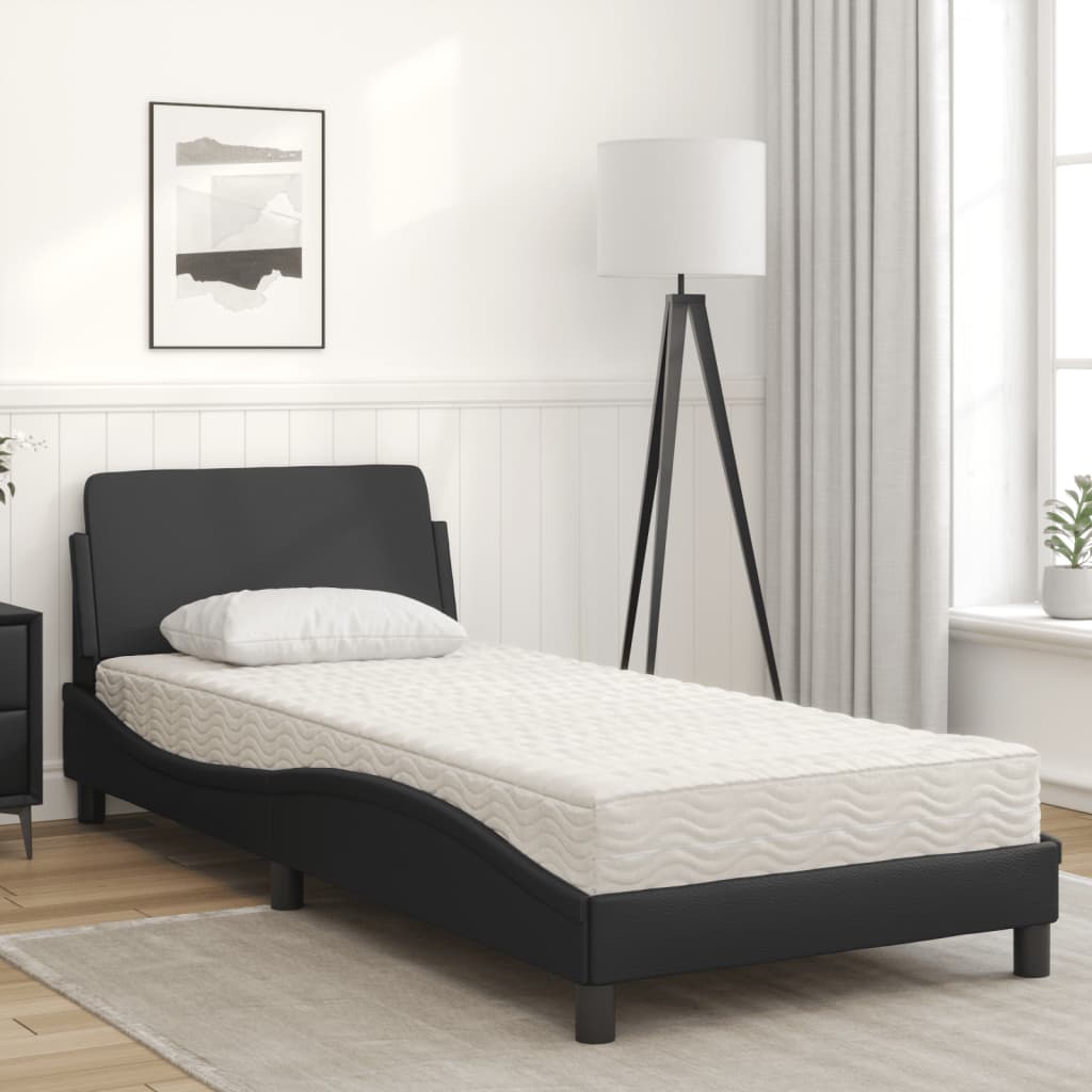 Krevet s madracem Dover crni 90x190 cm od umjetne kože