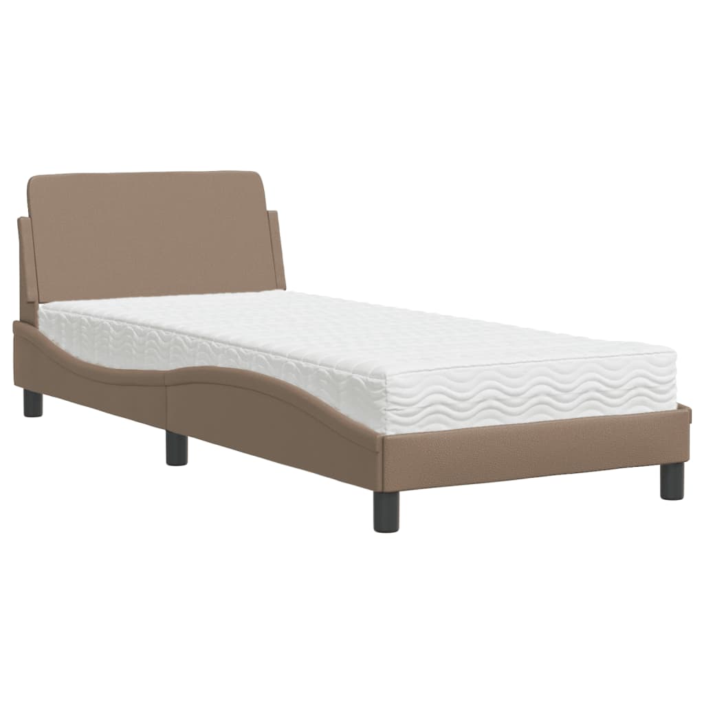 Krevet s madrac Dover cappuccino 90x190 cm od umjetne kože