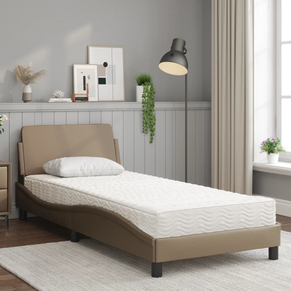 Krevet s madrac Dover cappuccino 90x190 cm od umjetne kože