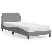 Krevet s madracem Dover svjetlosivi 90x200cm tkanina