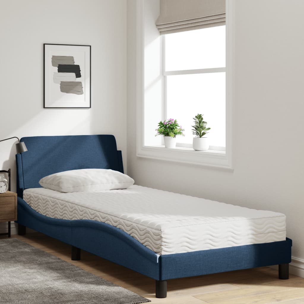 Krevet s madracem Dover plavi 90 x 200 cm od tkanine