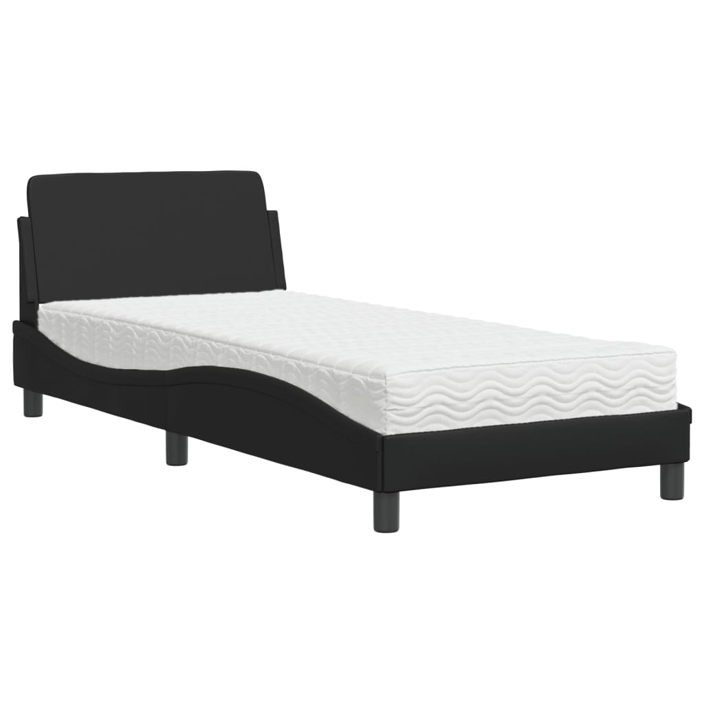Krevet s madracem Dover crni 90 x 200 cm od umjetne kože