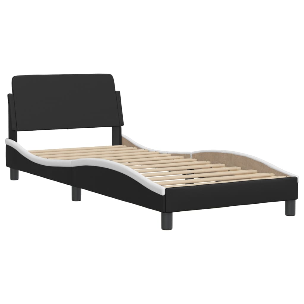 Krevet s madracem Dover crno-bijeli 90 x 200 cm od umjetne kože