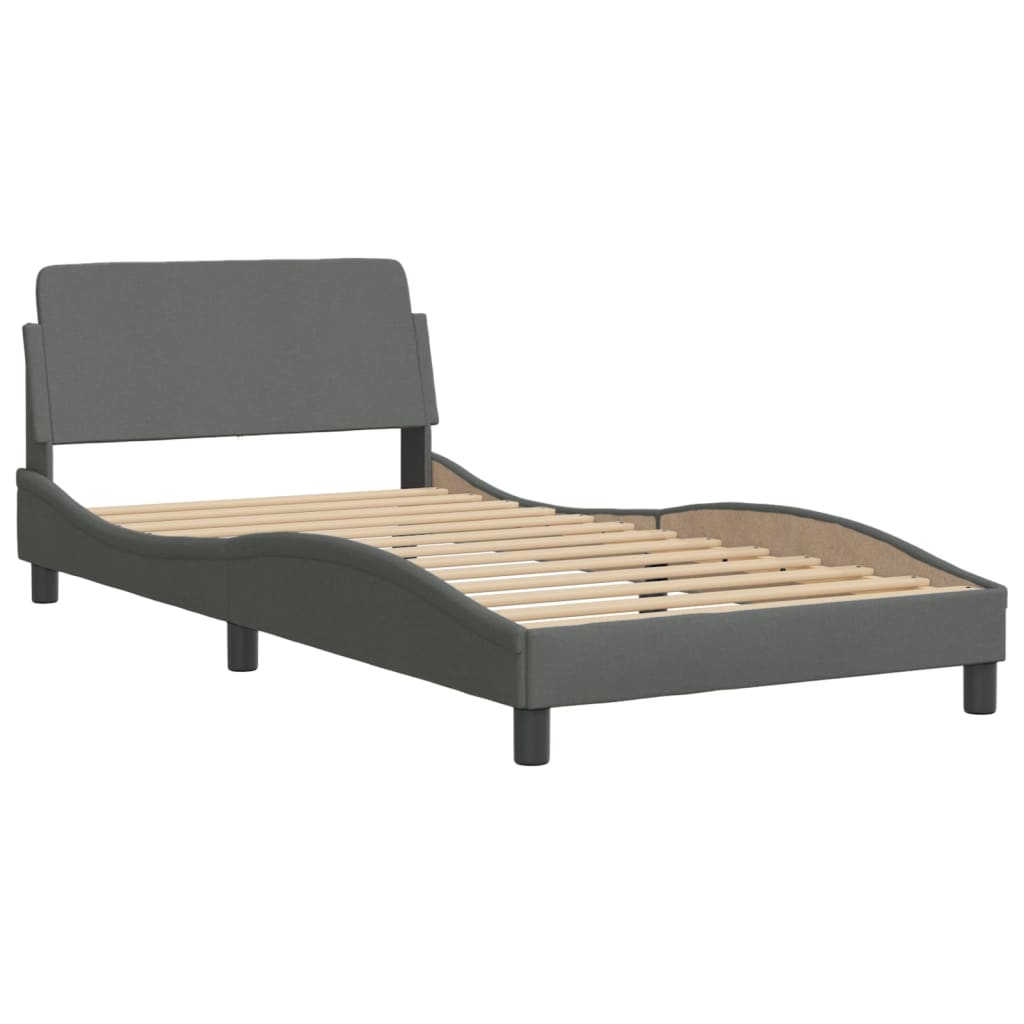 Krevet s madracem Dover tamnosivi 100 x 200 cm od tkanine