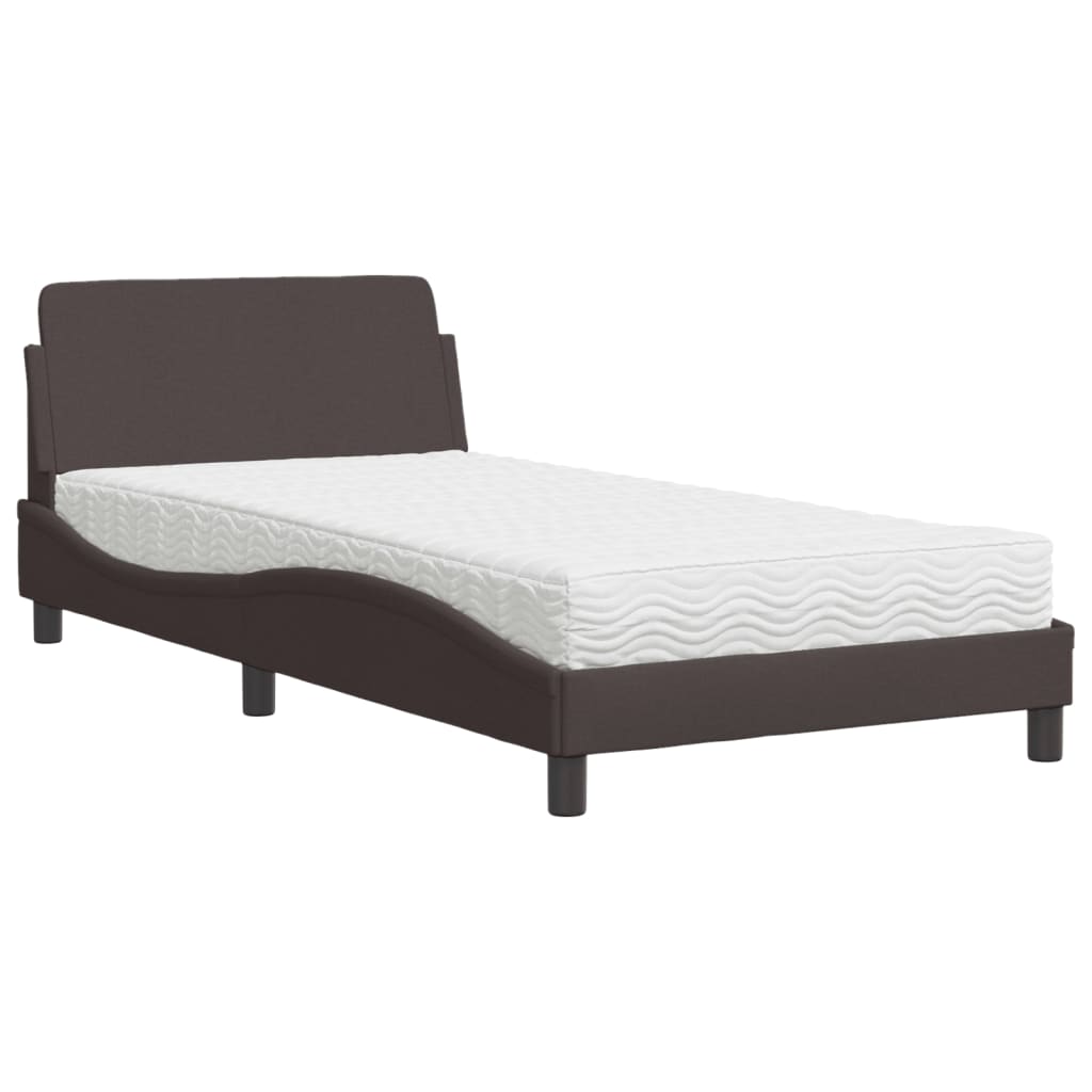 Krevet s madracem Dover tamnosmeđi 100 x 200 cm od tkanine