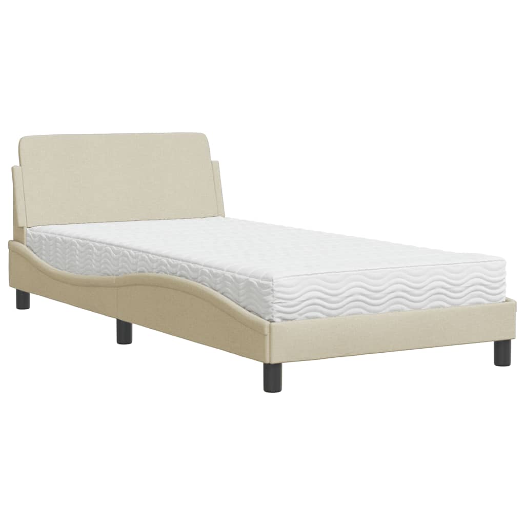 Krevet s madracem Dover krem 100 x 200 cm od tkanine