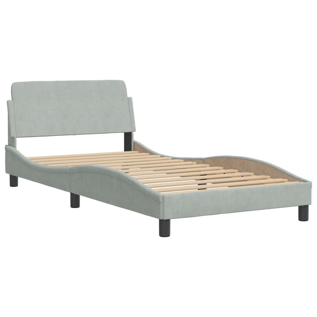 Krevet s madracem Dover svjetlosivi 100x200 cm baršunasti