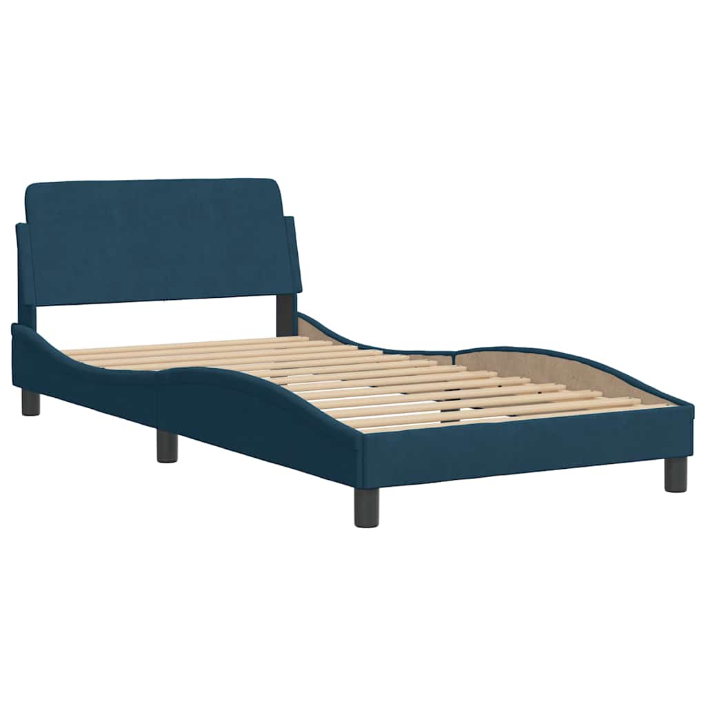 Krevet s madracem Dover plavi 100 x 200 cm baršunasti
