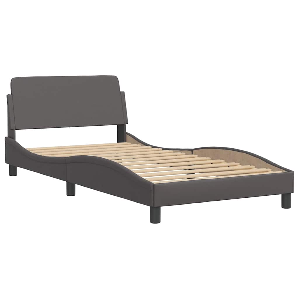 Krevet s madracem Dover sivi 100 x 200 cm od umjetne kože
