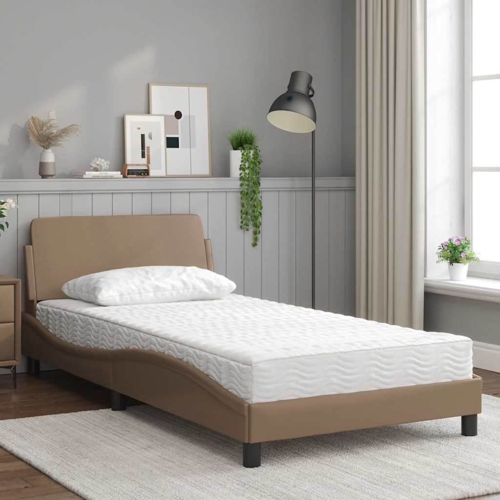 Krevet s madracem Dover boja cappuccina 100 x 200 cm od umjetne kože