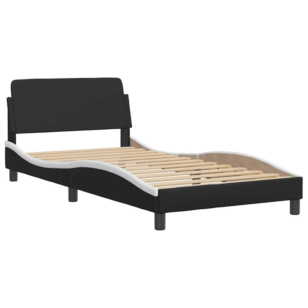Krevet s madracem Dover crno-bijeli 100 x 200 cm od umjetne kože
