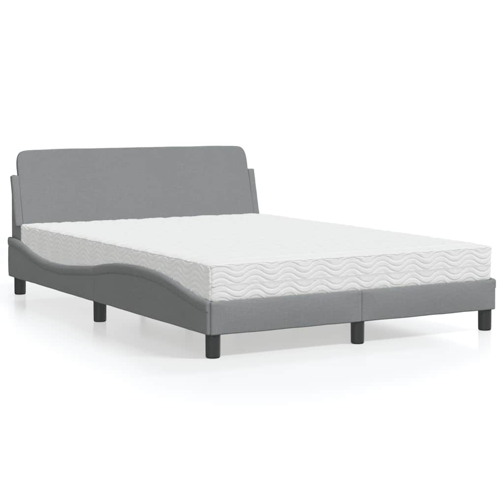 Krevet s madracem Dover svjetlosivi 120 x 200 cm od tkanine