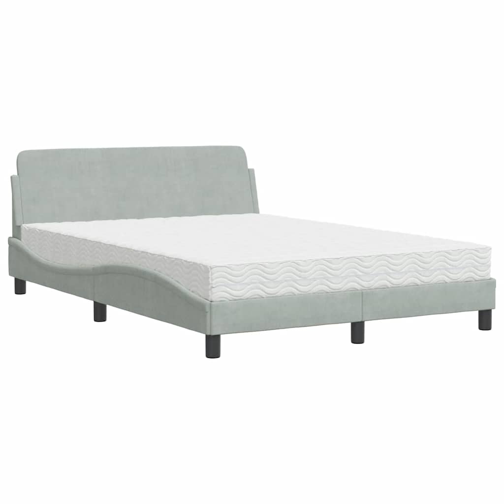 Krevet s madracem Dover svjetlosivi 120 x 200 cm baršunasti