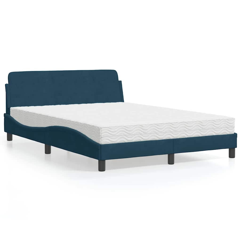 Krevet s madracem Dover plavi 120 x 200 cm baršunasti
