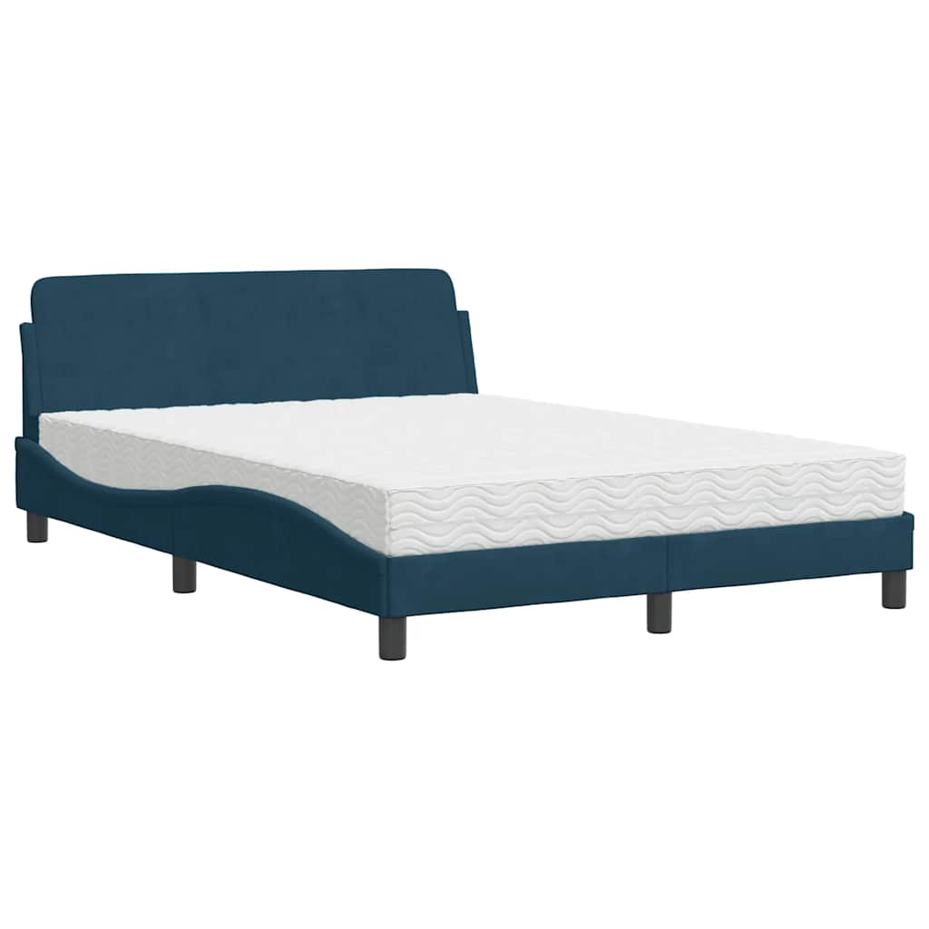 Krevet s madracem Dover plavi 120 x 200 cm baršunasti