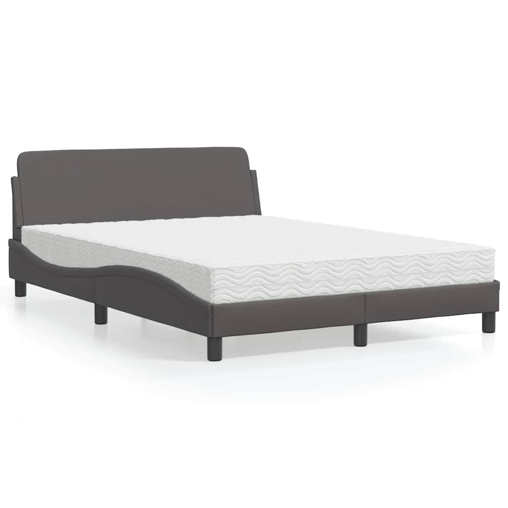 Krevet s madracem Dover sivi 120 x 200 cm od umjetne kože