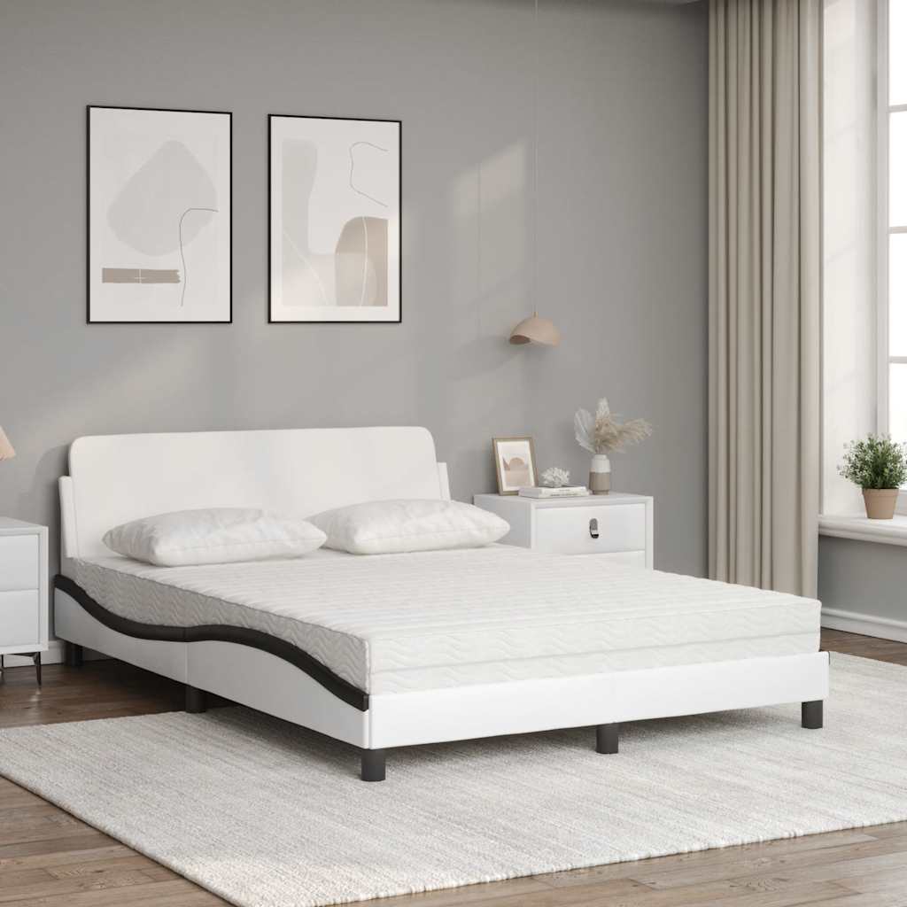 Krevet s madracem Dover bijelo-crni 120 x 200 cm od umjetne kože