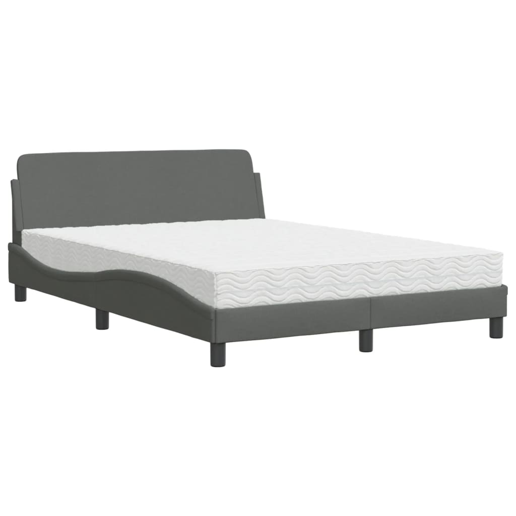 Krevet s madracem Dover tamnosivi 140x190 cm od tkanine