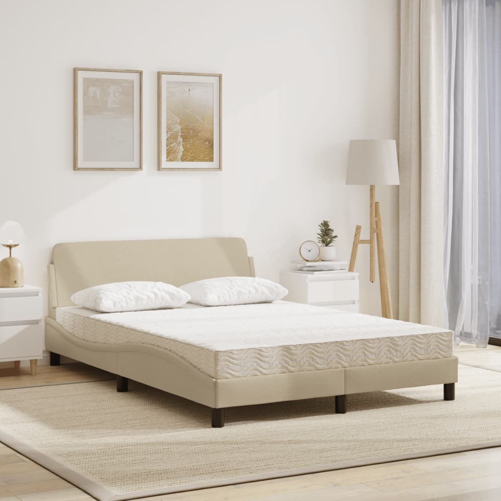 Krevet s madracem Dover krem 140 x 190 cm od tkanine