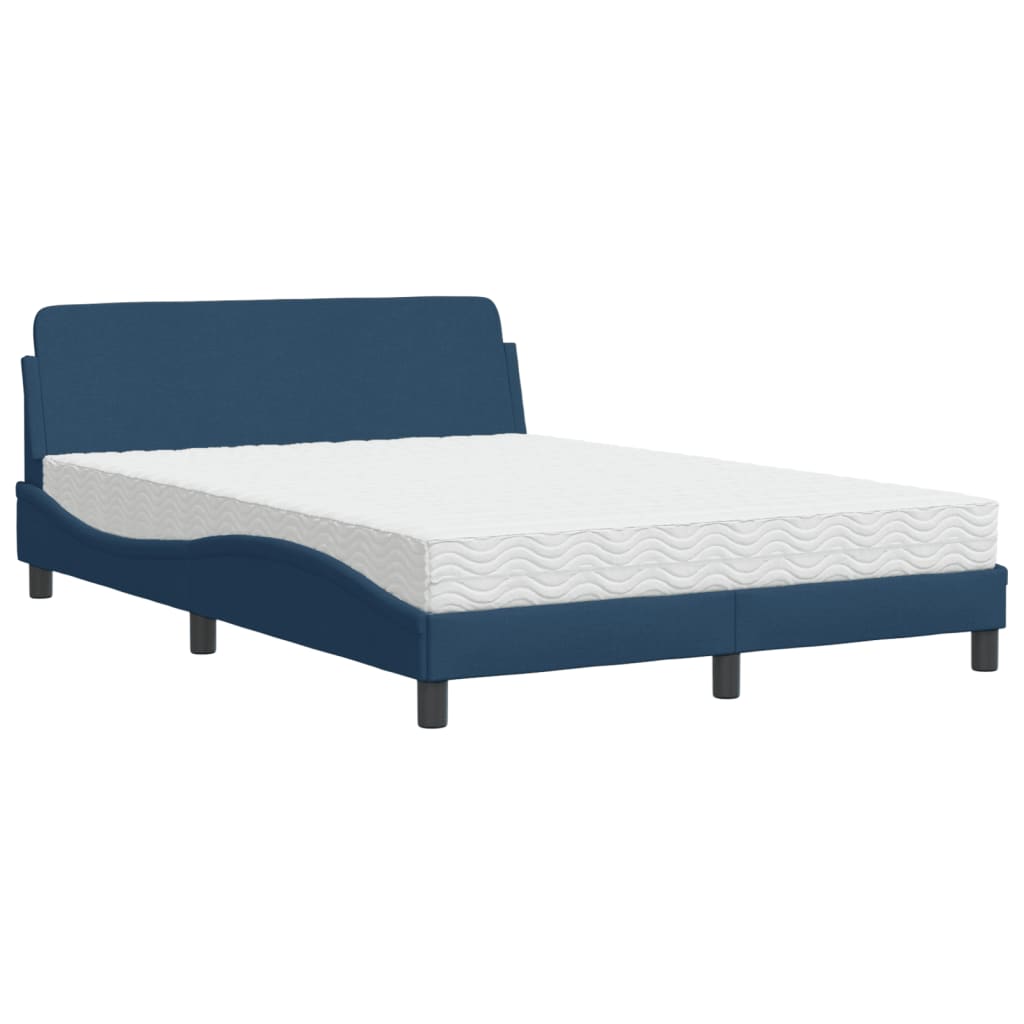 Krevet s madracem Dover plavi 140 x 190 cm od tkanine