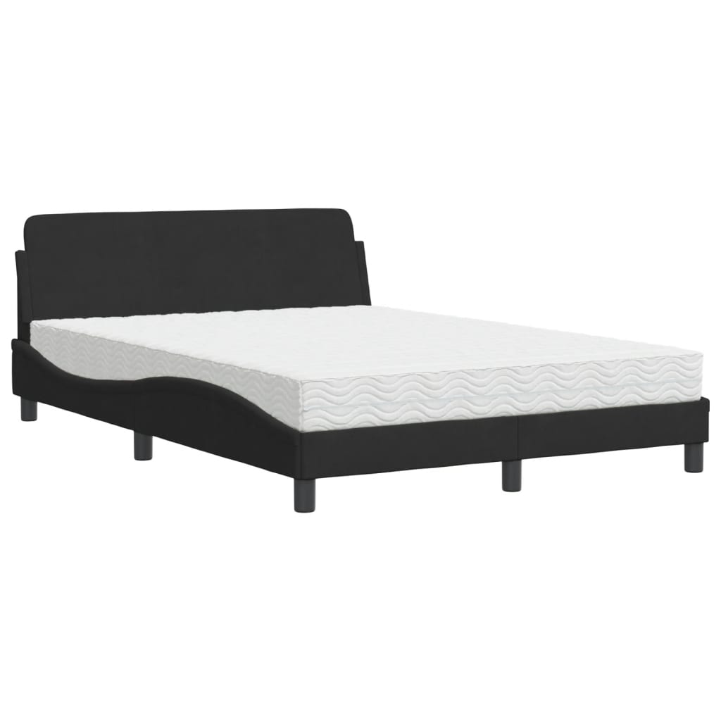 Krevet s madracem Dover crni 140 x 190 cm baršunasti