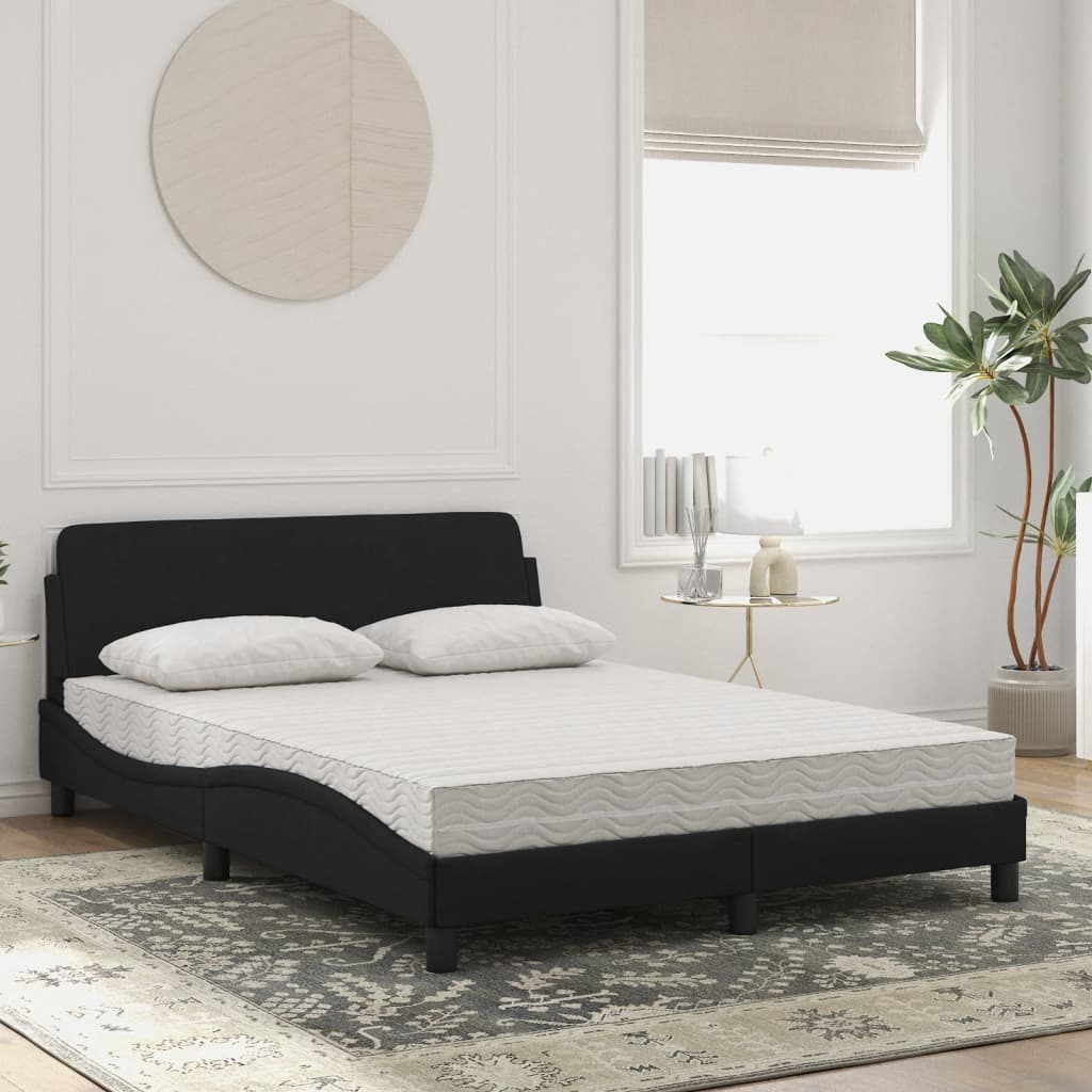 Krevet s madracem Dover crni 140 x 190 cm baršunasti