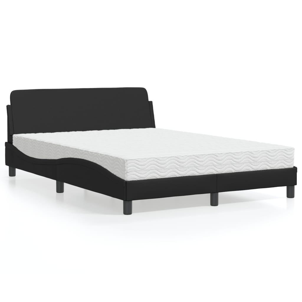 Krevet s madracem Dover crni 140 x 190 cm od umjetne kože