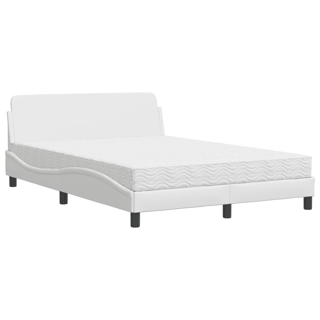 Krevet s madracem Dover bijeli 140x190 cm od umjetne kože