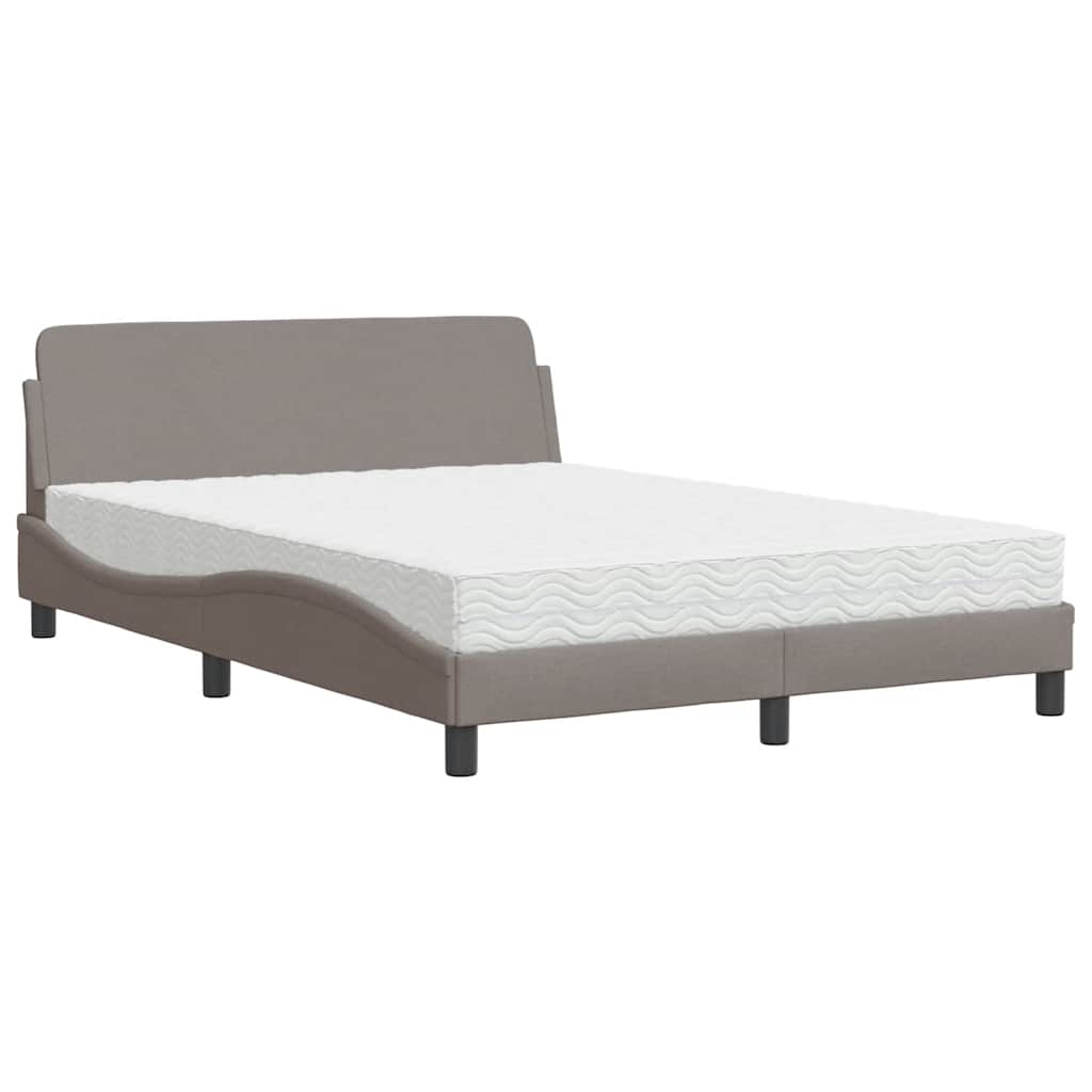 Krevet s madracem Dover smeđesivi 140x200 cm tkanina
