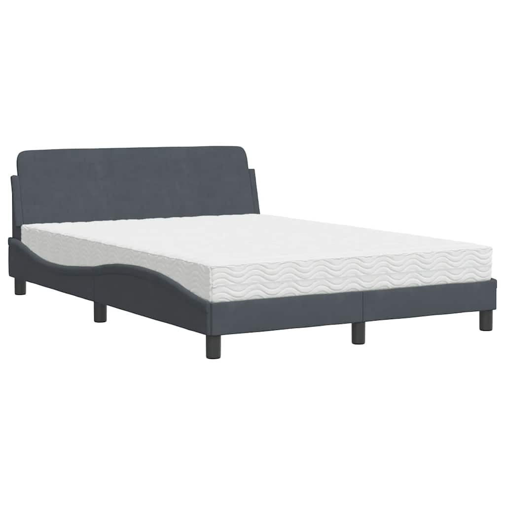 Krevet s madracem Dover tamnosivi 140x200 cm baršunasti